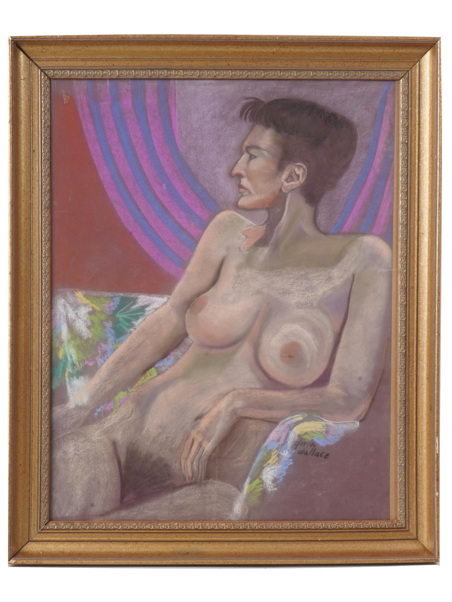 AMERICAN PASTEL PAINTING NUDE BY GLORIA WALLACE PIC-0